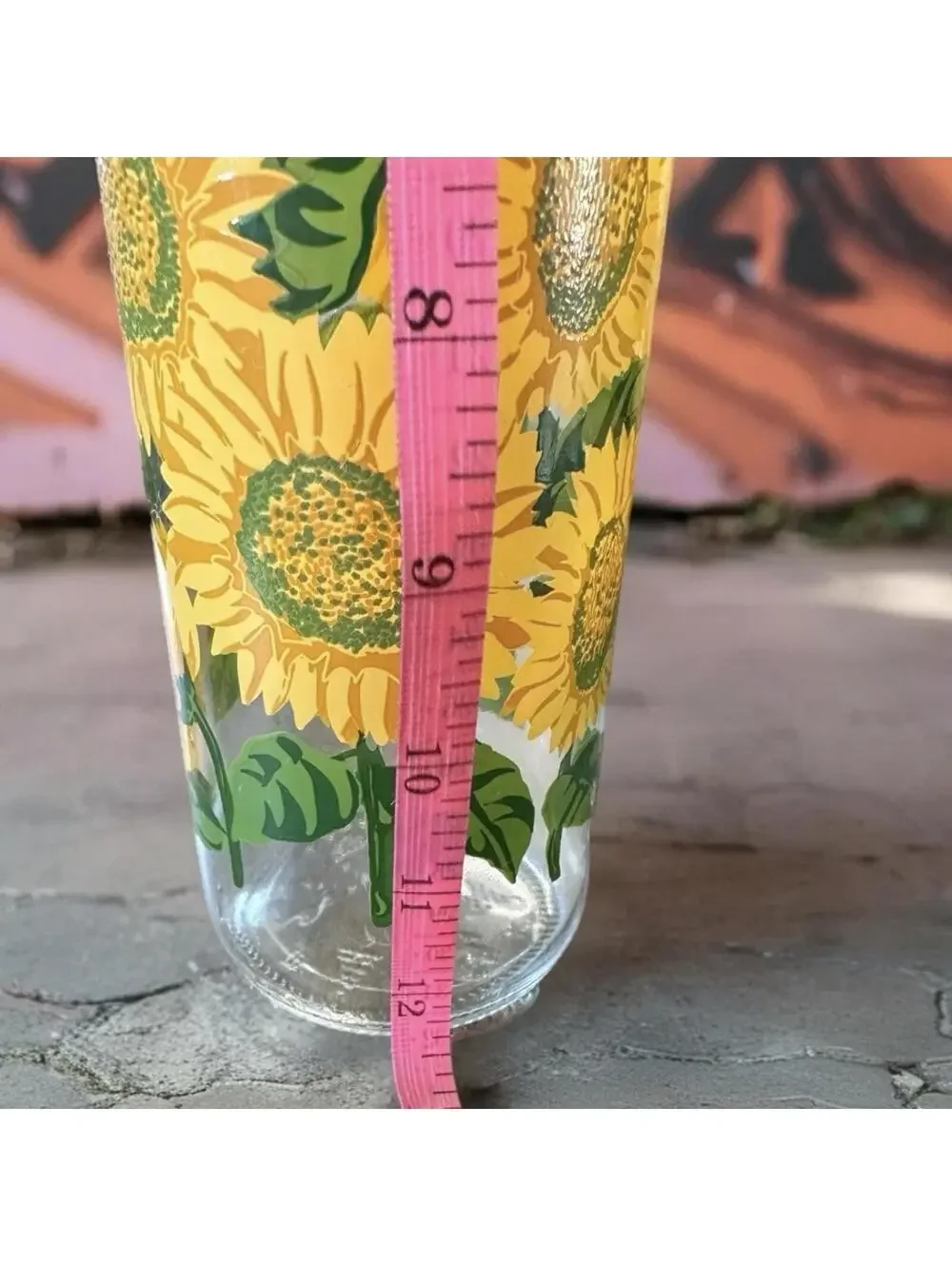 Vintage Sunflower Glass Bottles with Cute Garden Gnome Figurine